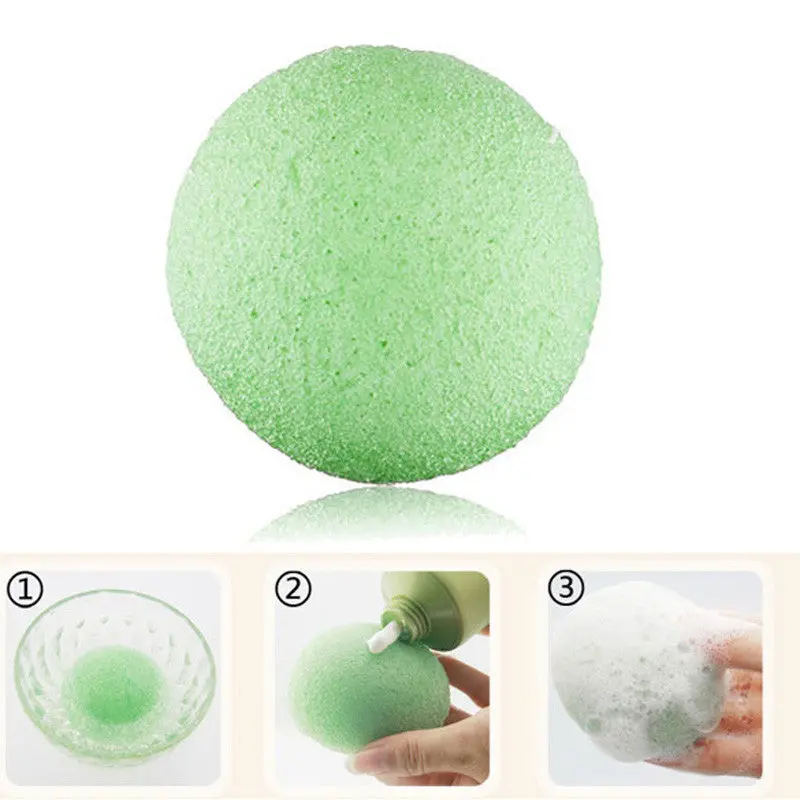 Natural Konjac Konnyaku Facial Puff Face Wash Cleansing Sponge Green Cosmetic Puff 1