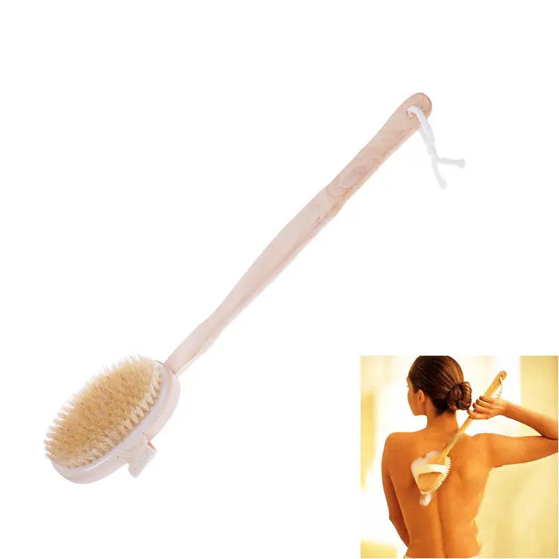 Natural Long Massage Handle Wooden Body Brush Home Bath Shower Back Spa Tool 0255244 1