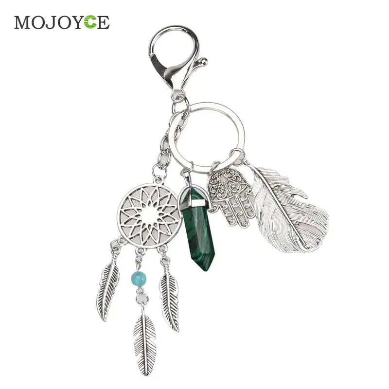 Natural Opal Stone Dreamcatcher Keyring Fashion Agate Car Bag Dream Catcher Keychain Fashion Jewelry 1
