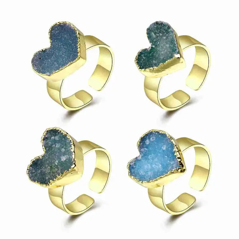 Natural Stone Wedding Ring Shiny Love Anillo284 2