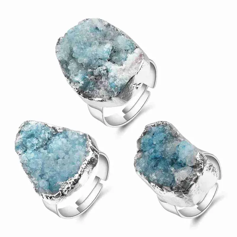 Natural Stone Wedding Ring Shiny Love Anillo284 6