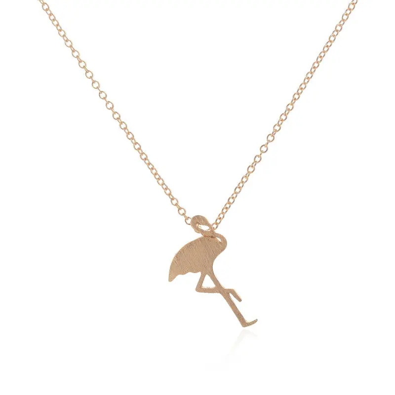 Necklace Bird Long Necklace 18K Gold Plated Flamingo Necklaces 10Pcs-N045 2