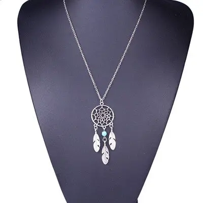 Necklace Jewelry Retro Bohemian Dream Catcher Stone Feather Bead Chain Necklaces Collars Gift For Women Girl 1
