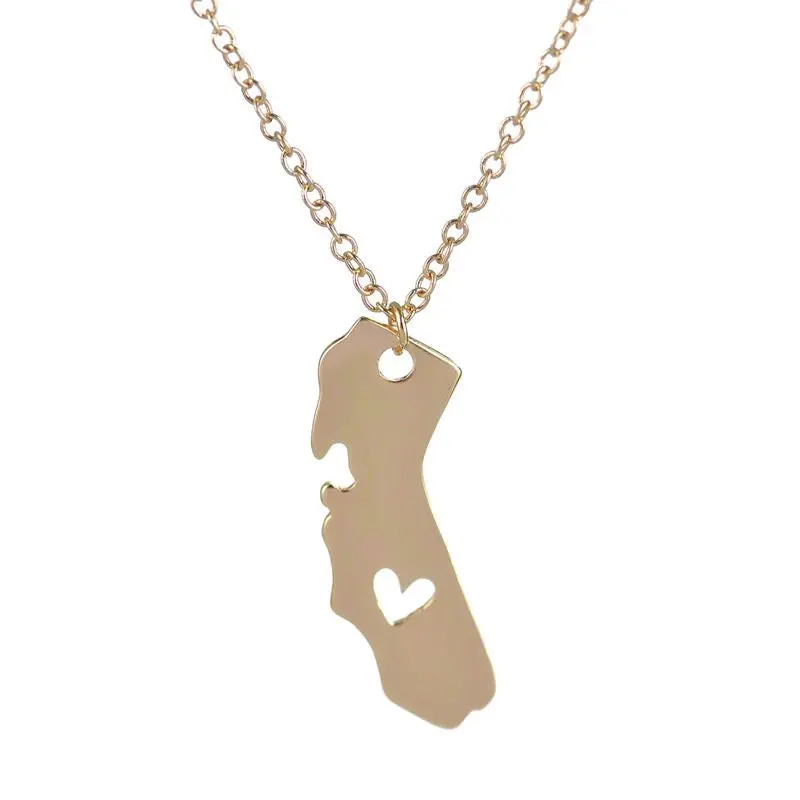 Necklace With Heart Cali Nia State Charm Necklace Ca State Shaped Necklace N189 1