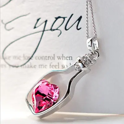 Necklace Women Crystal Necklace Love Drift Bottles Choker Statement Vintage Pendants Necklace Collier 1