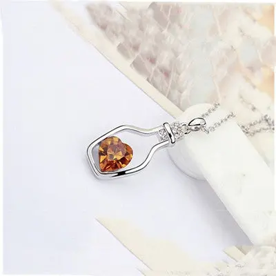 Necklace Women Crystal Necklace Love Drift Bottles Choker Statement Vintage Pendants Necklace Collier 3