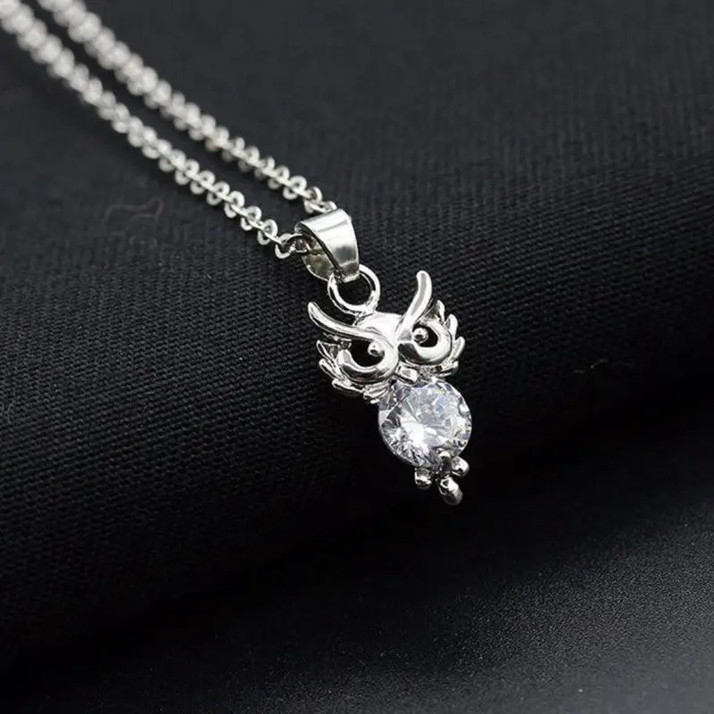 Necklace Women Rhinestone Crystal Owl Pendant Silver Chain Necklaces Chocker Charm Jewelry Gift For Girl 1