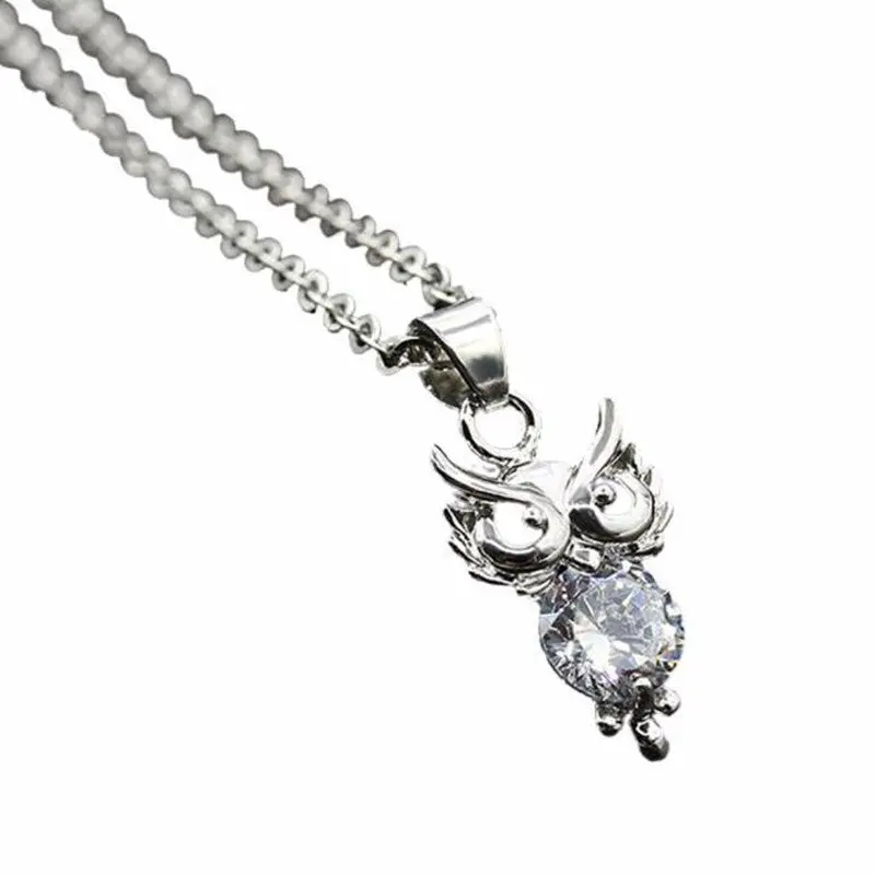 Necklace Women Rhinestone Crystal Owl Pendant Silver Chain Necklaces Chocker Charm Jewelry Gift For Girl 2