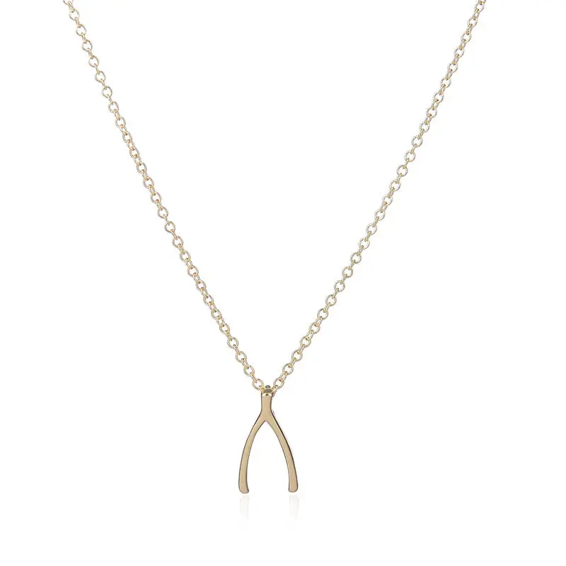 Necklaces Gold Silver Wishbone Necklace Lucky Bone Necklaces 10Pcs-N125 1