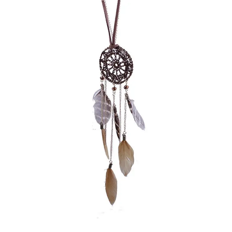 Necklaces Women Dreamcatcher Feather Handwoven Necklaces Long Sweater Charm Chain Jewelry Gift For Girl 1