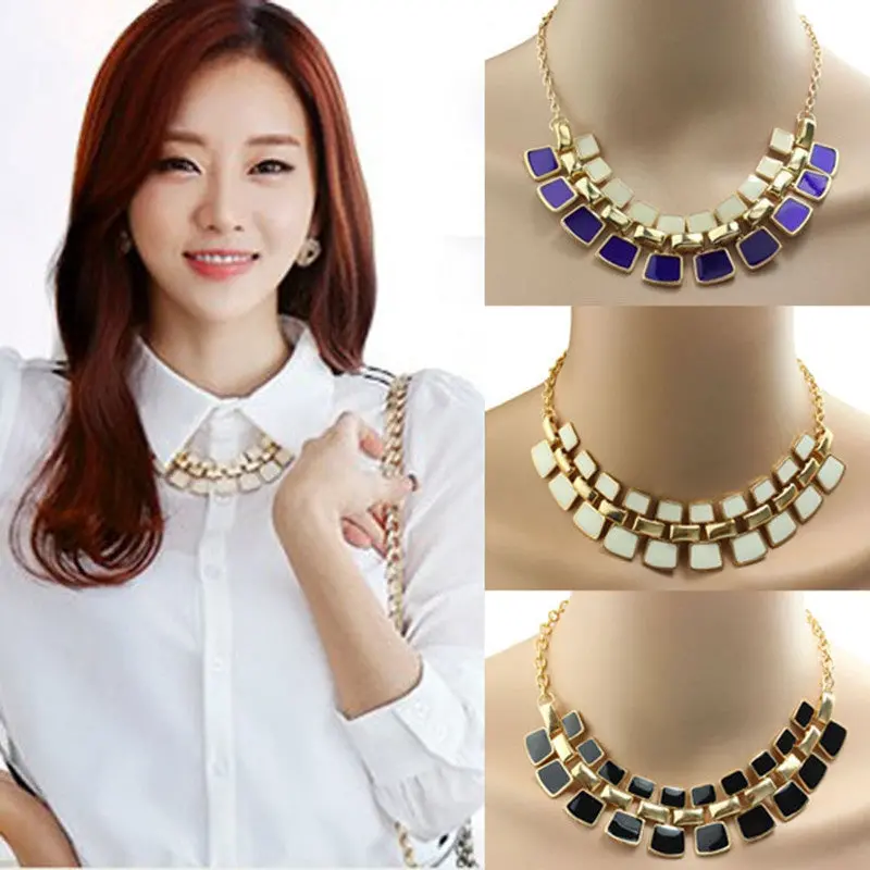 Necklaces Women Hollow Out Enamel Punk Statement Alloy Statement Necklace Gift 1
