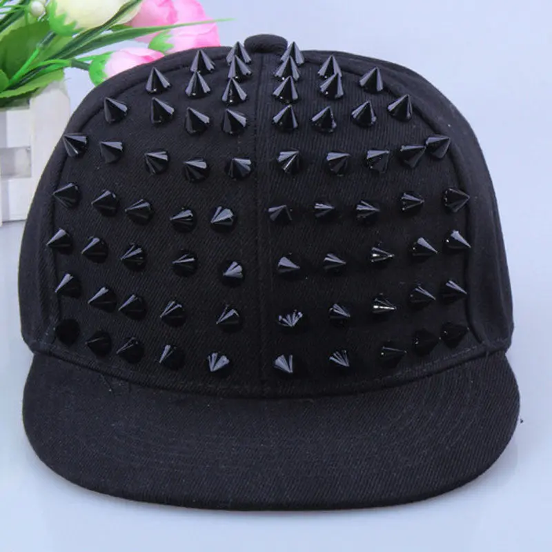Neutral Adjustable Rivet Punk Hip-Hop Baseball Cap Flat-Brimmed Hat 1