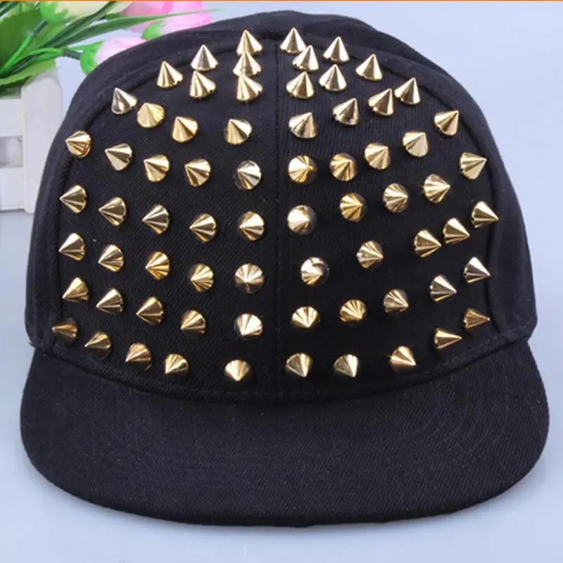 Neutral Adjustable Rivet Punk Hip-Hop Baseball Cap Flat-Brimmed Hat 2