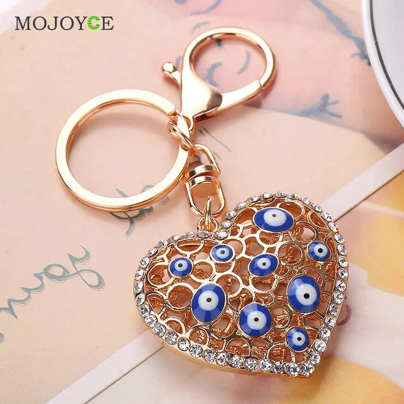 New Big Heart Eyes Rhinestone Crystal Keychain Charm Pendant Keyring Bag Purse Pendant Fashion Jewelry 2