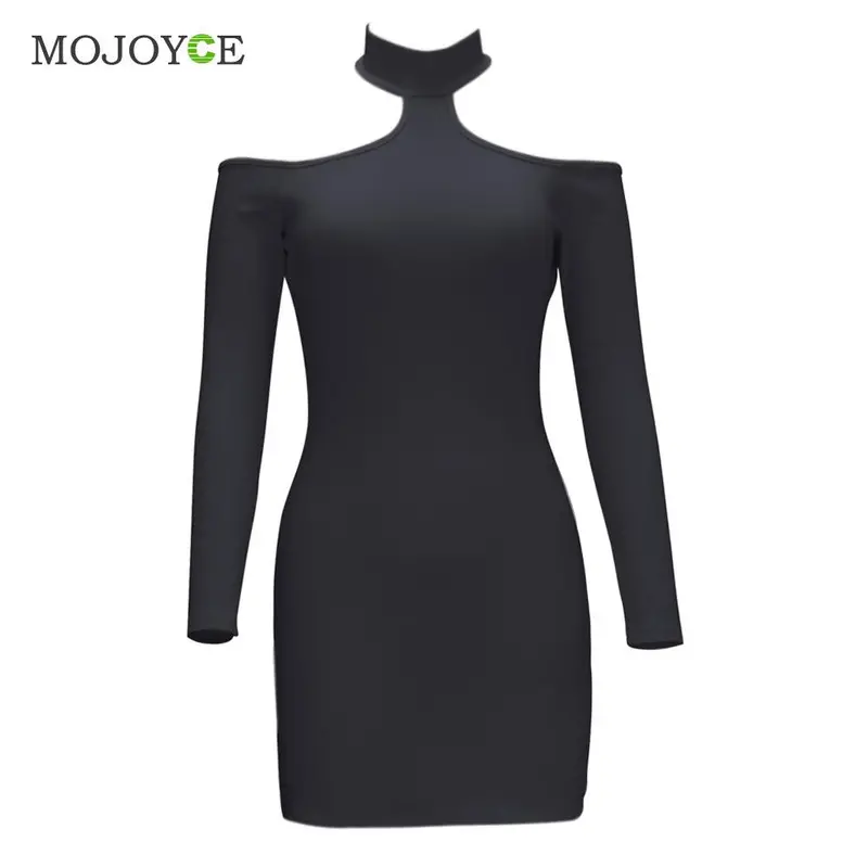 New Bodycon Women Dress Vestido Fashion Tideway Slim Hang Neck Sexy Backless Long Sleeve Dress Vestido De Festa 1