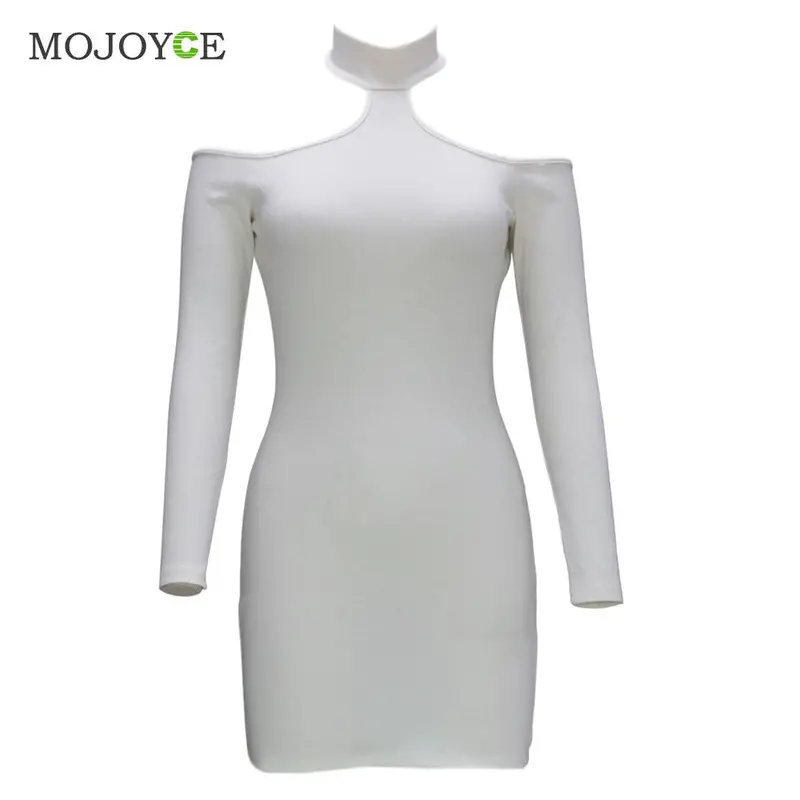 New Bodycon Women Dress Vestido Fashion Tideway Slim Hang Neck Sexy Backless Long Sleeve Dress Vestido De Festa 5