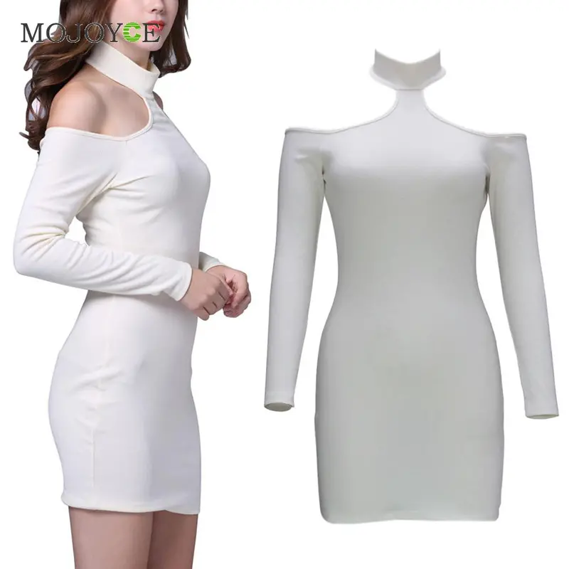 New Bodycon Women Dress Vestido Fashion Tideway Slim Hang Neck Sexy Backless Long Sleeve Dress Vestido De Festa 6