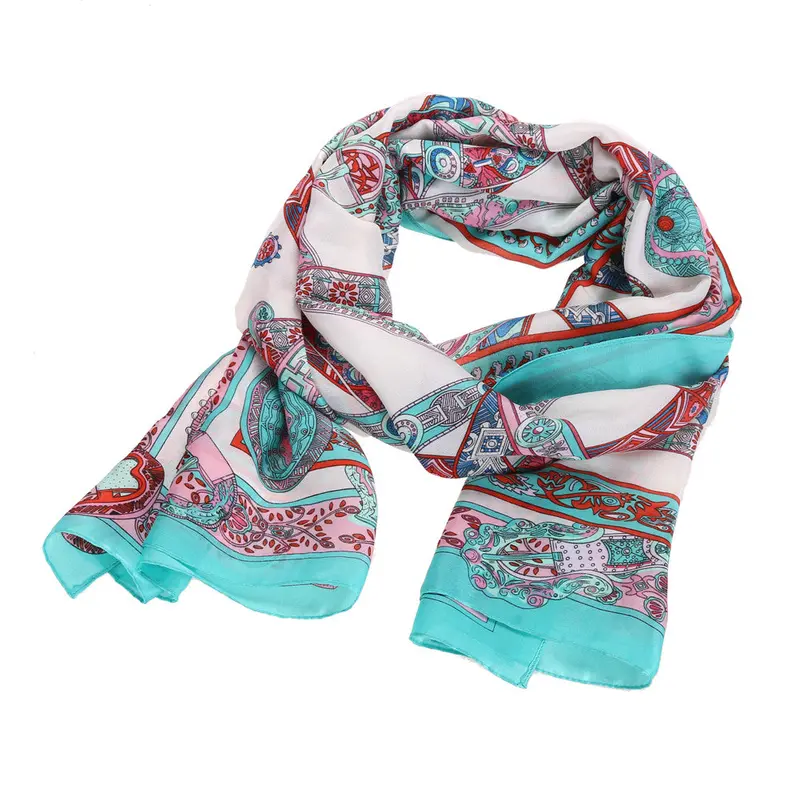 New Casual Rectangle Scarf Bandana Women Silk Scarf Shawl Print Elegant Lady Shawls Scarves 1