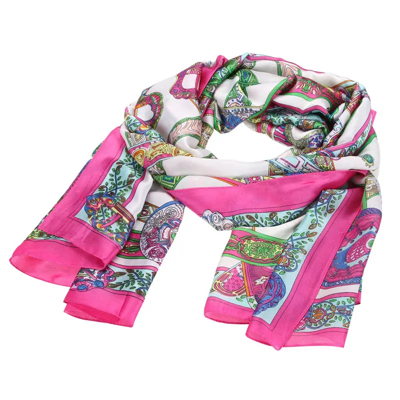New Casual Rectangle Scarf Bandana Women Silk Scarf Shawl Print Elegant Lady Shawls Scarves 3