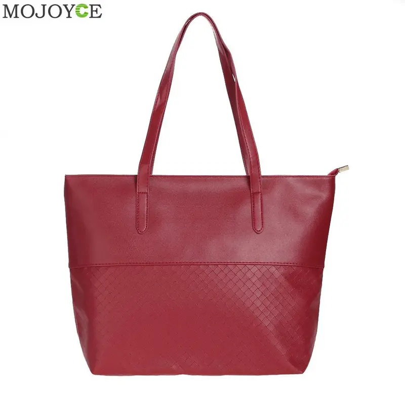 New Casual Totes Embossing Lattice Women Leather Handbags Weaving Famous Brands Shoulder Bag Black Bag Bolsas Femininas Sac 2