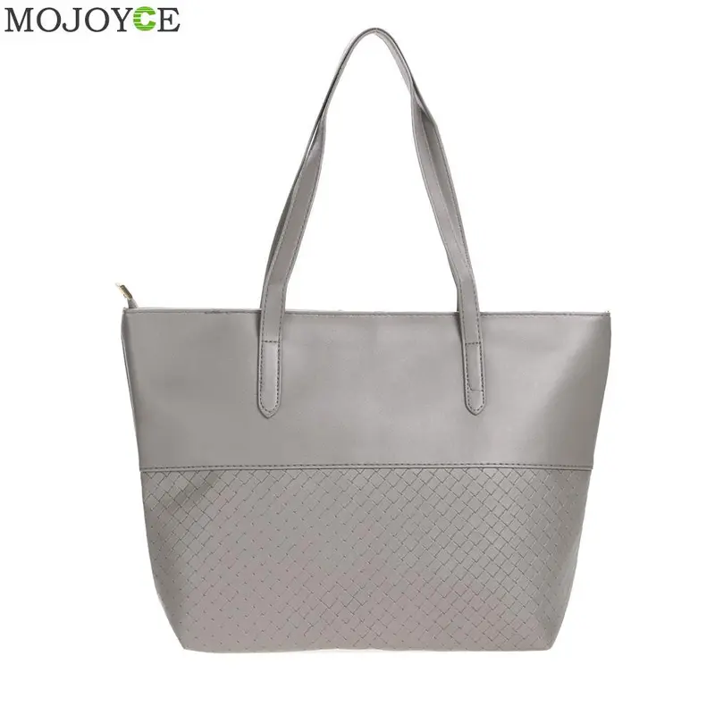 New Casual Totes Embossing Lattice Women Leather Handbags Weaving Famous Brands Shoulder Bag Black Bag Bolsas Femininas Sac 3