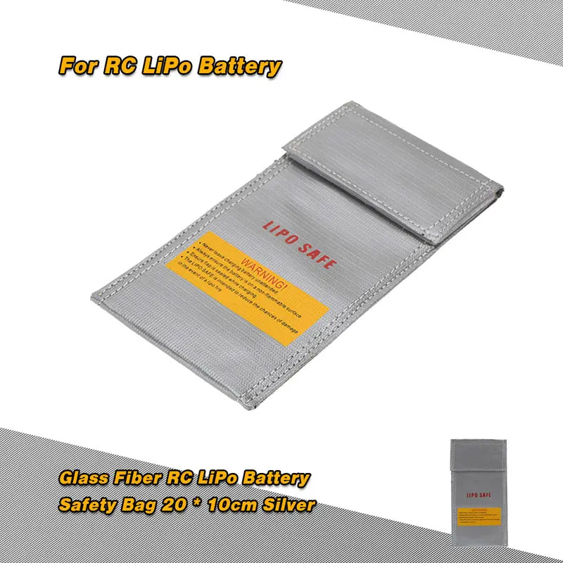 New Design 20 * 10Cm Silver Glass Fiber Rc Lipo Battery Safety Bag Safe Guard Charge Sack For Lipo Battery Charging 1