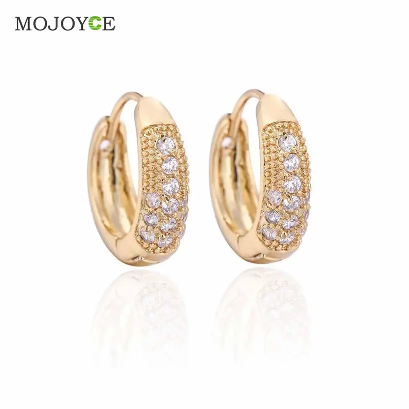 New Fashion 18K Gold Plated Diamante Zircon Hoop Huggie Earrings Earclip 1