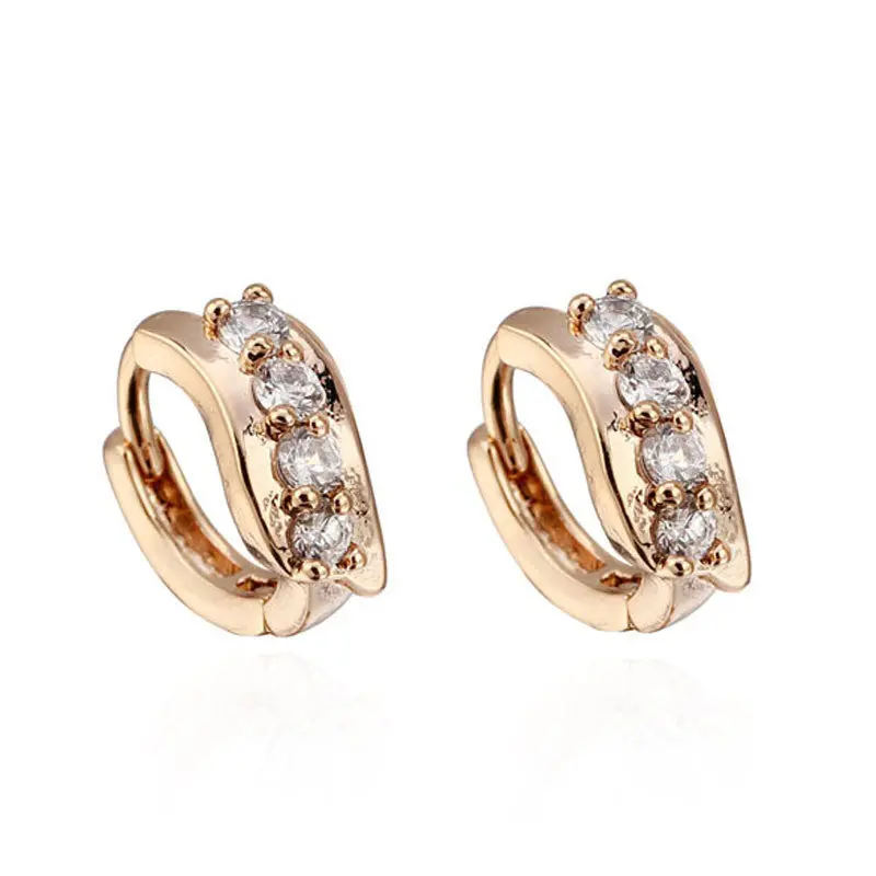 New Fashion Beauty Earrings For Women 18K Gold Plated Inlay White Earring Female Zircon Ear Hoop Earring 1