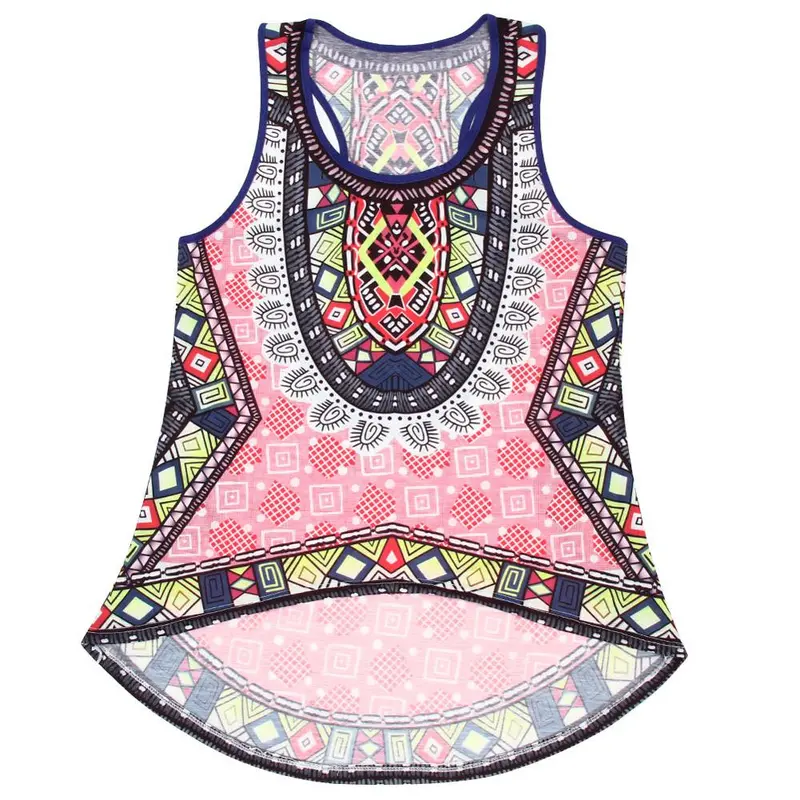 New Fashion Blusas Femininas Women Tank Tops Boho Print Blouses Shirt Sleeveless Crop Tops Casual Women Tops1stl 4