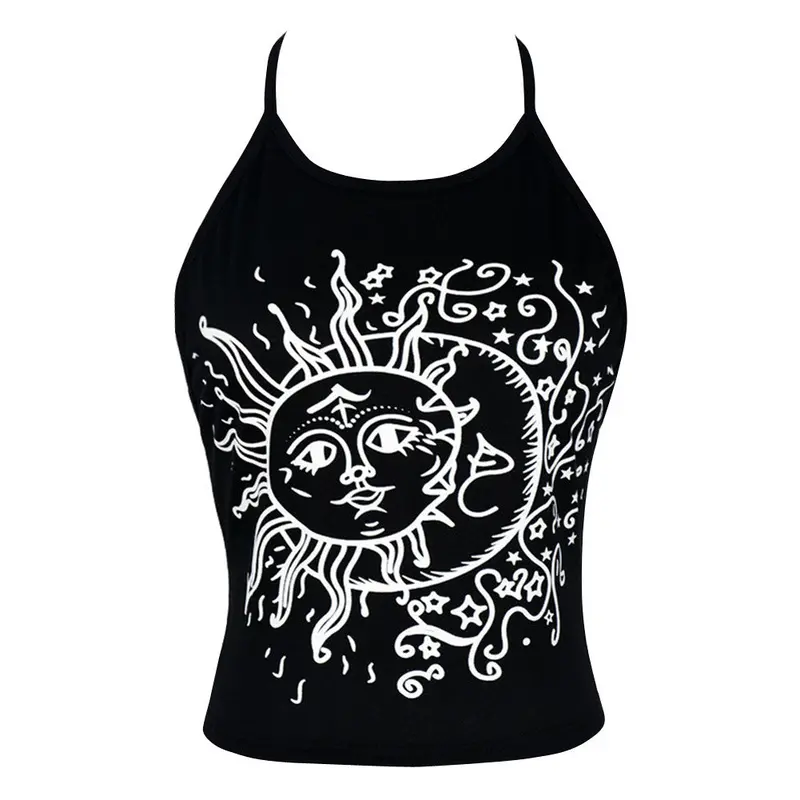 New Fashion Crop Tops Women Print Sleeveless Cropped Feminino Halterneck Tank Tops Vest Women Shirt Blusa For 2