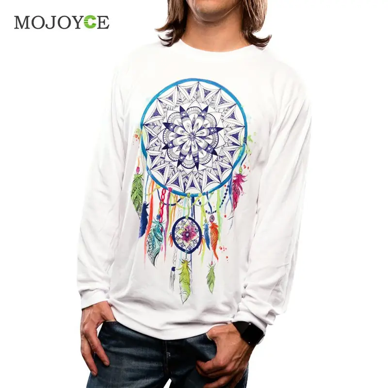 New Fashion Dreamcatcher Printed Tee Colorful Long Sleeve Cotton T Shirt Plus Size Loose Casual T-Shirt Woman Clothing 1