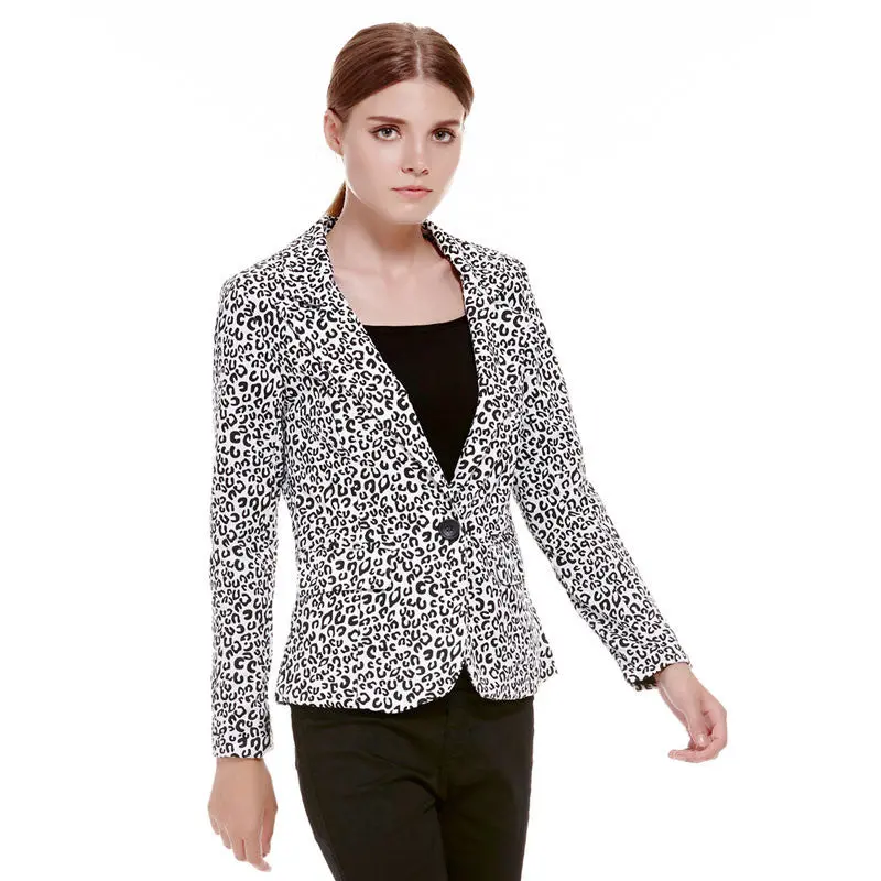 New Fashion Female Leopard Suit Jacket Clothes Tops Cozy Women Coat Fall Warm Cotton Coats 1