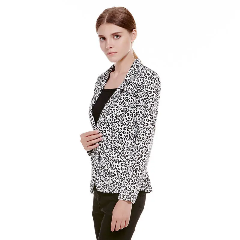 New Fashion Female Leopard Suit Jacket Clothes Tops Cozy Women Coat Fall Warm Cotton Coats 2