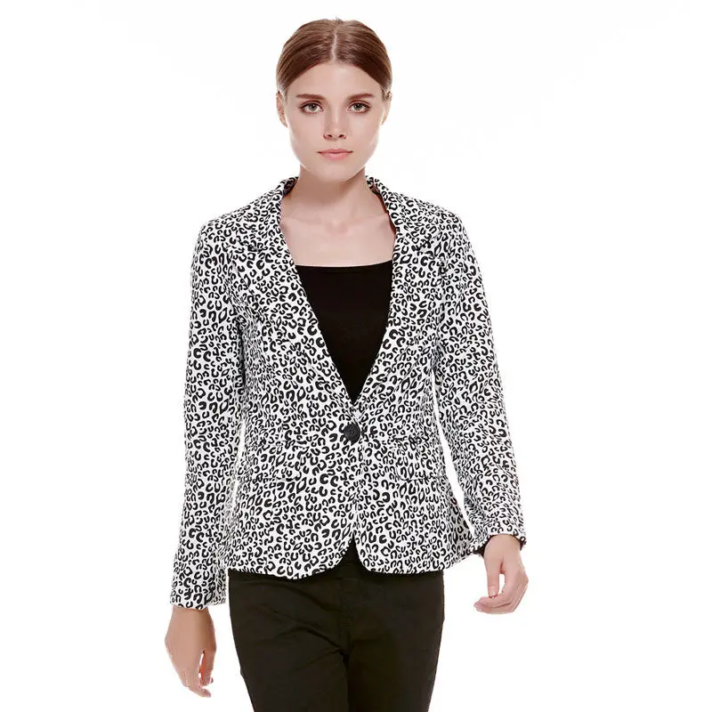 New Fashion Female Leopard Suit Jacket Clothes Tops Cozy Women Coat Fall Warm Cotton Coats 3