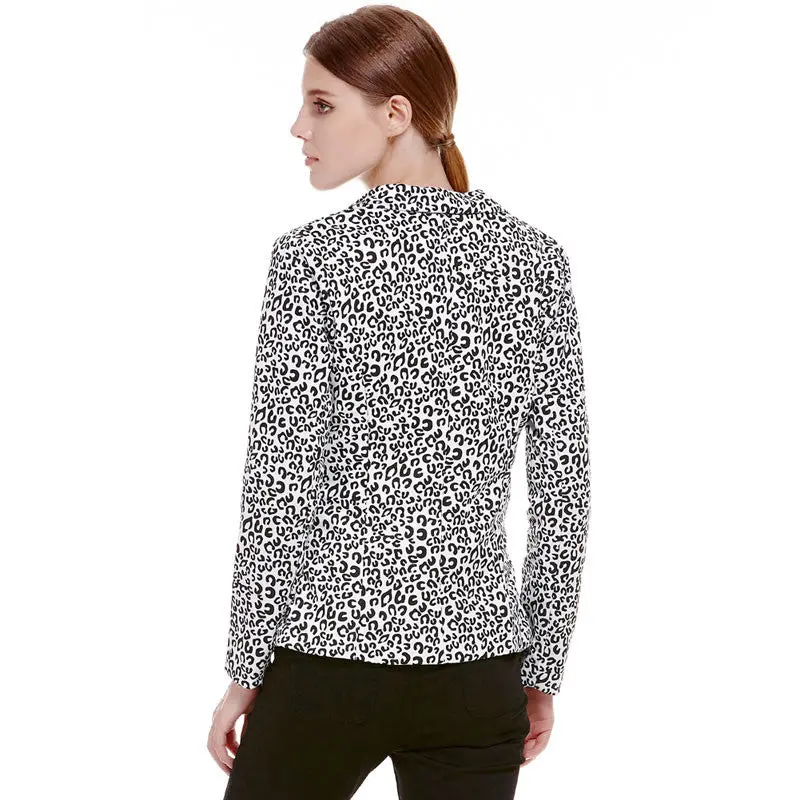 New Fashion Female Leopard Suit Jacket Clothes Tops Cozy Women Coat Fall Warm Cotton Coats 4