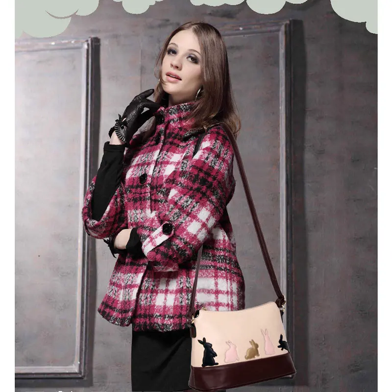 New Fashion Girls Lovely Animal Handbags Messenger Bags Womens Cat Rabbit Pattern Pu Leather Shoulder Bag 2