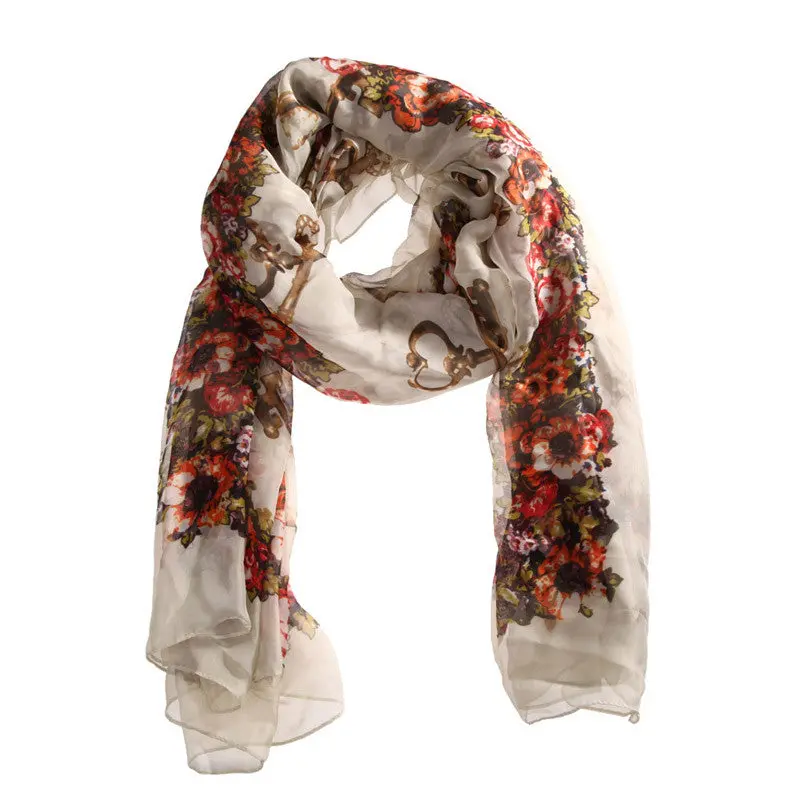 New Fashion Key To Restoring Ancient Ways Ms Printed 30D Chiffon Scarf Long Warm Warmer Women Apparent Accessary 4