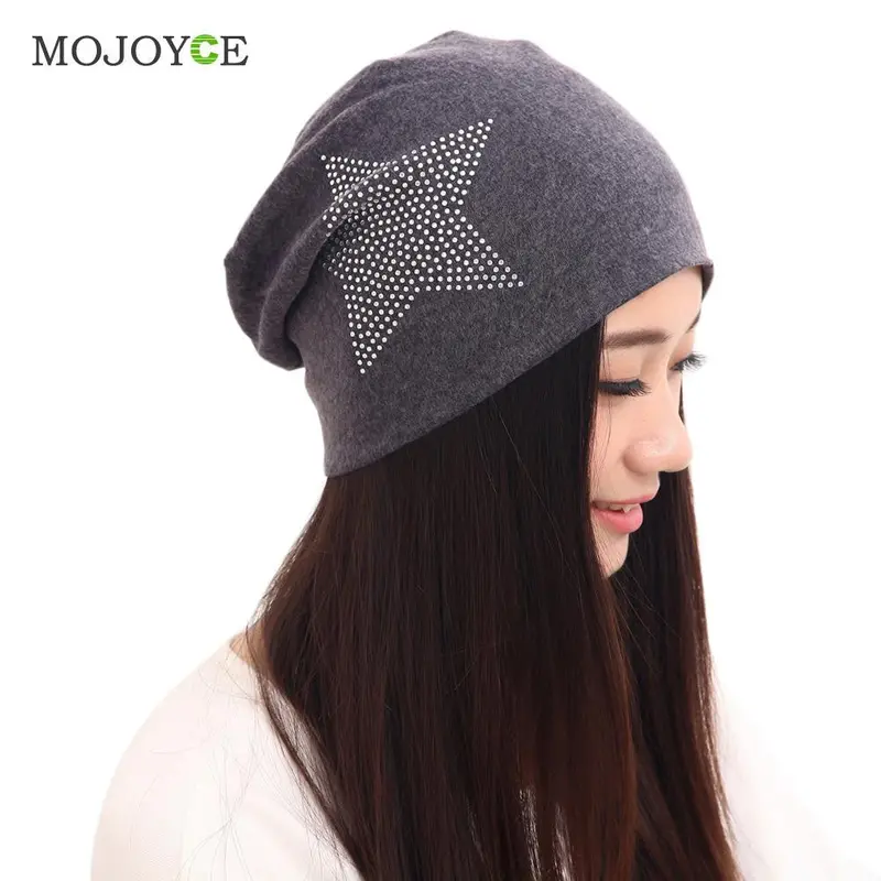 New Fashion Knit Baggy Beanie Hat Star Print Warm Hats Head Cap Women Beanies Bonnet Head Cap For Girls Women 2