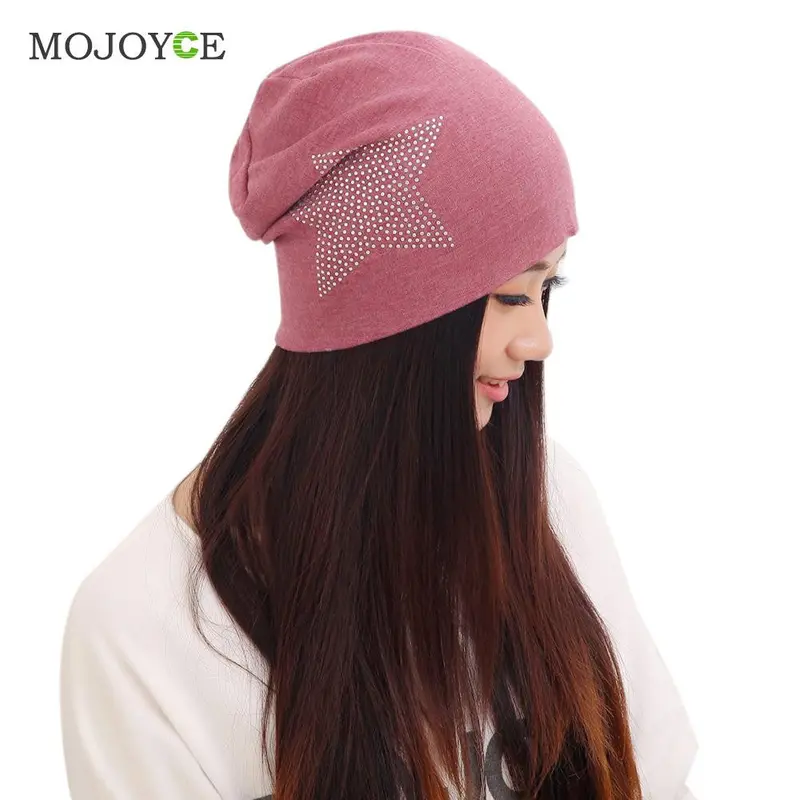 New Fashion Knit Baggy Beanie Hat Star Print Warm Hats Head Cap Women Beanies Bonnet Head Cap For Girls Women 5
