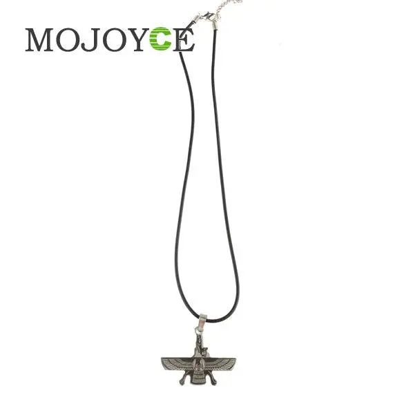 New Fashion Leather Rope Titanium Steel Pendant Wing Necklace Jewelry 2