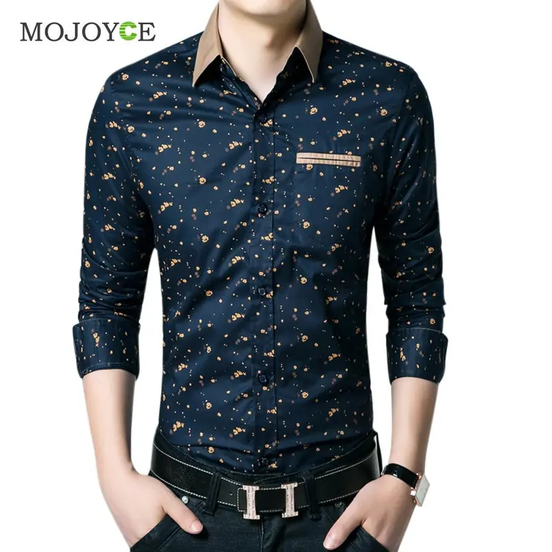 New Fashion Men Dress Shirts Long Sleeve Casual Slim Fit Dress Stylish Plaids Shirts Business Slim Fit Cotton Shirt Plus Size 5