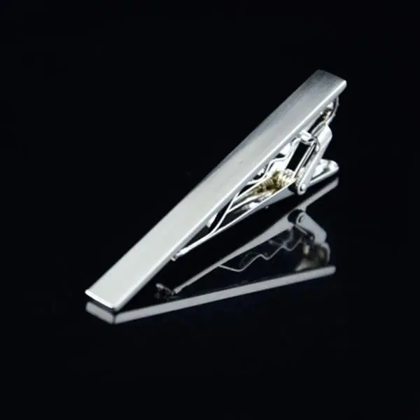 New Fashion Men Practical Silver Tone Metal Simple Necktie Tie Bar Clasp Clip Decor 2