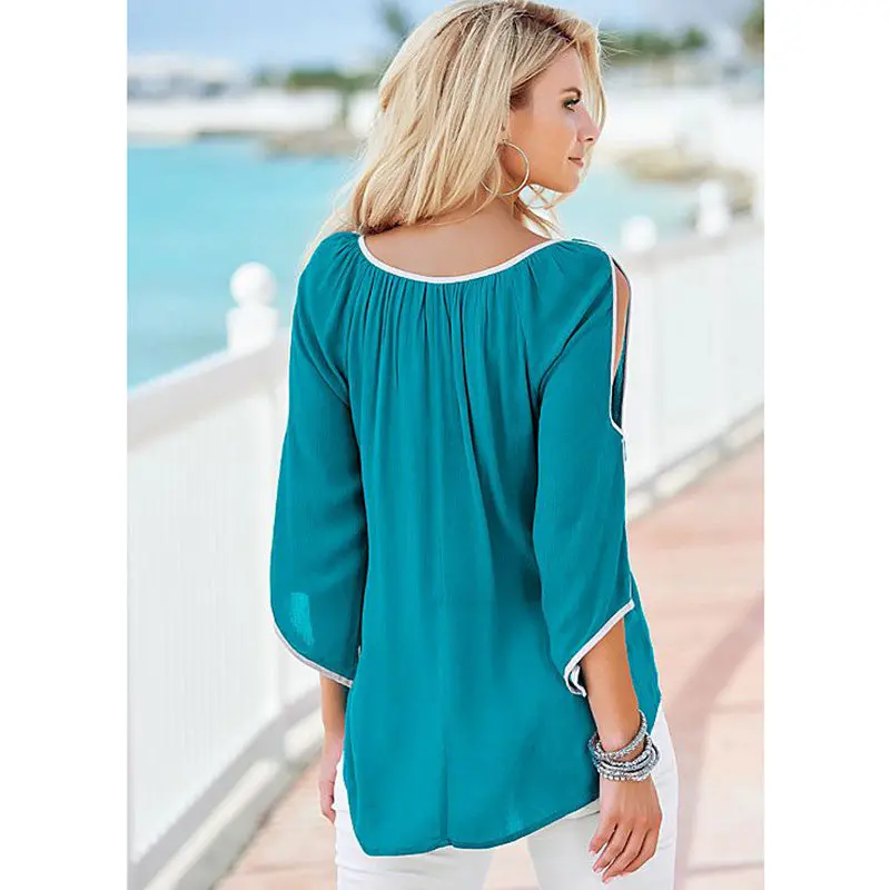 New Fashion Off Shoulder Top Solid Irregular Blouse Women Tops And Blouses New Fashion Blusas Women Blouses Blusa Feminino 7