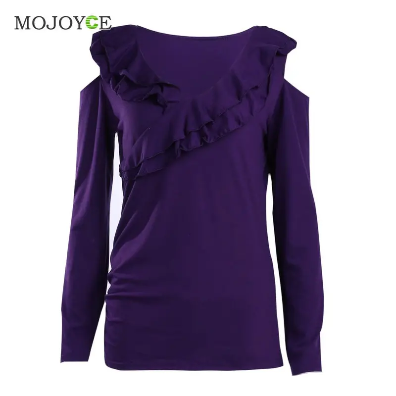 New Fashion Off The Shoulder Tops For Women Flouncing Strapless Long Sleeve T Shirt Women Blusa Shirt Women Tee Shirt Femme 1