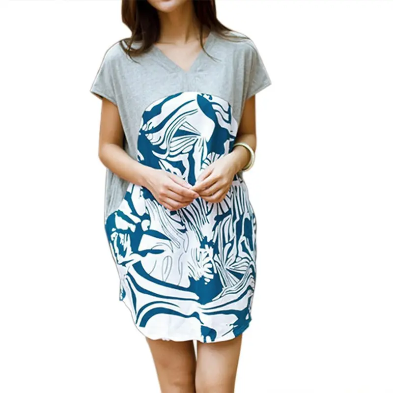 New Fashion Printed Tee Shirt Sexy Women Ladies Batwing Loose T-Shirt Irregular Split Long Tops Short Sleeve Slit Blusas Tee 1