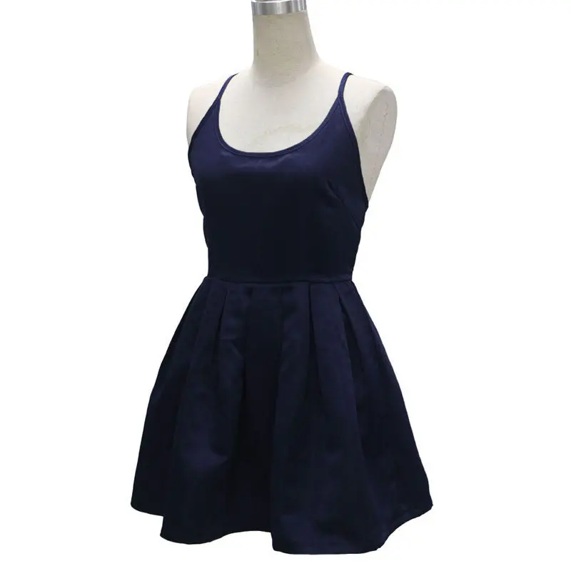 New Fashion Sleeveless Spaghetti Strap Cross Back Dress Women Casual Party Gowns Backless Dress 8