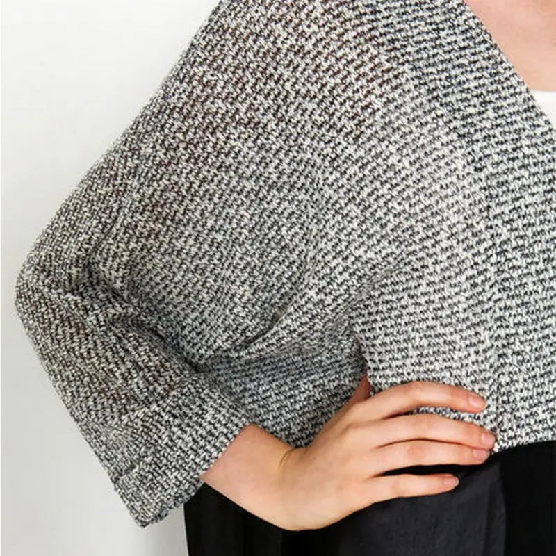 New Fashion Women Bat Sleeved Long Casual Coat Cardigan Knitted Patchwork Shirt 6