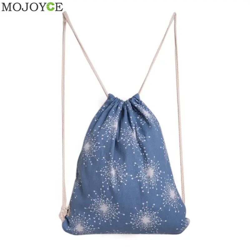 New Fashion Women Canvas Drawstring Backpack Snowflake Printed Backpack Christmas Bag Students Backpack Mochila Feminina Sack 2
