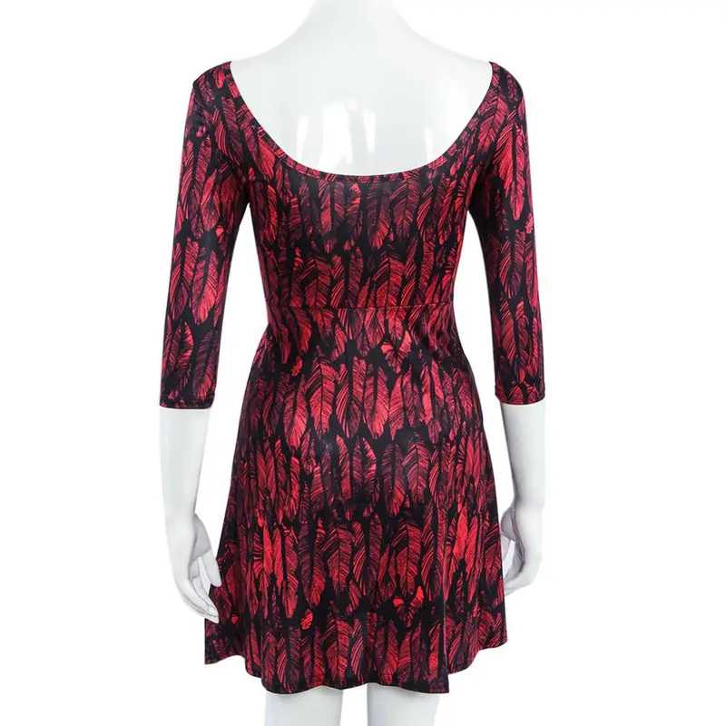 New Fashion Women Dress Fashion Printing Sexy Halter Waist Sleeve Mini Dress Size M-Xl 2 Colors 1
