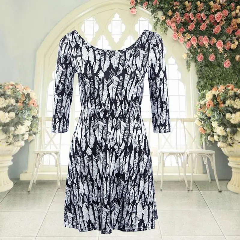 New Fashion Women Dress Fashion Printing Sexy Halter Waist Sleeve Mini Dress Size M-Xl 2 Colors 4